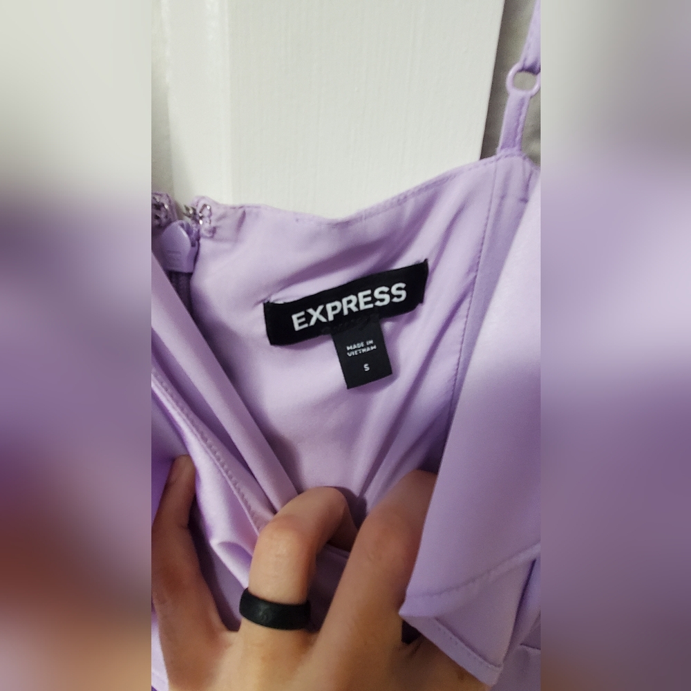 Express Lilac Asymmetrical Ruffle Dress - Picture 2 of 11